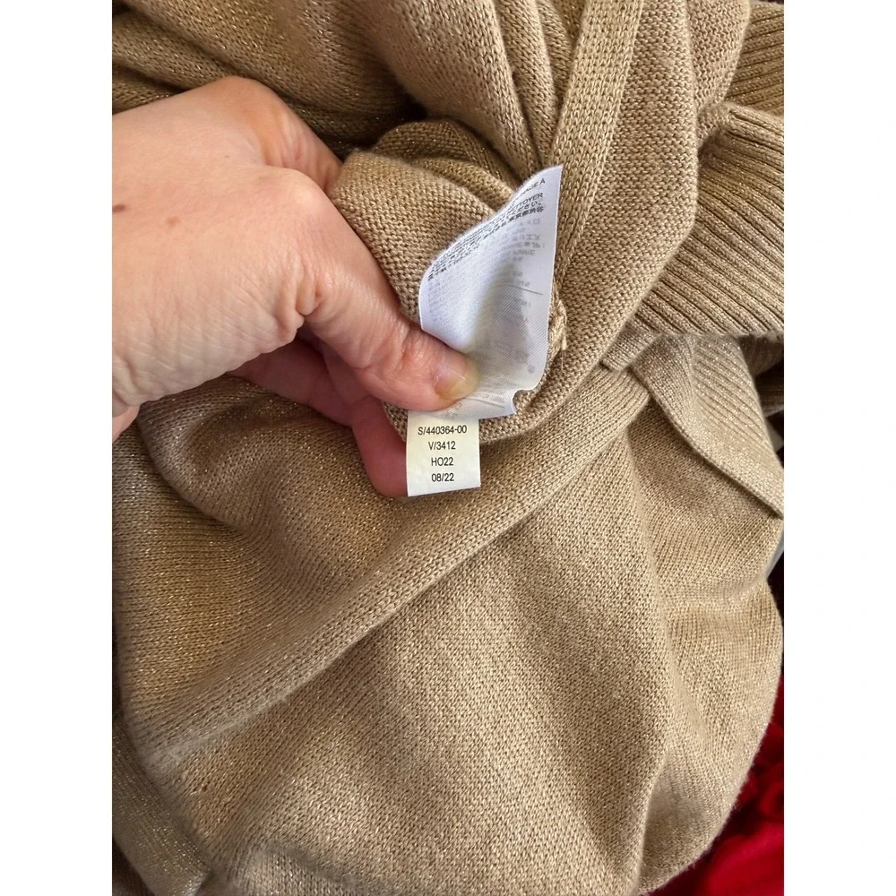 Banana‎ Republic Shine Knit Midi Sweater Skirt XL Metallic Champagne Gold